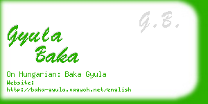 gyula baka business card